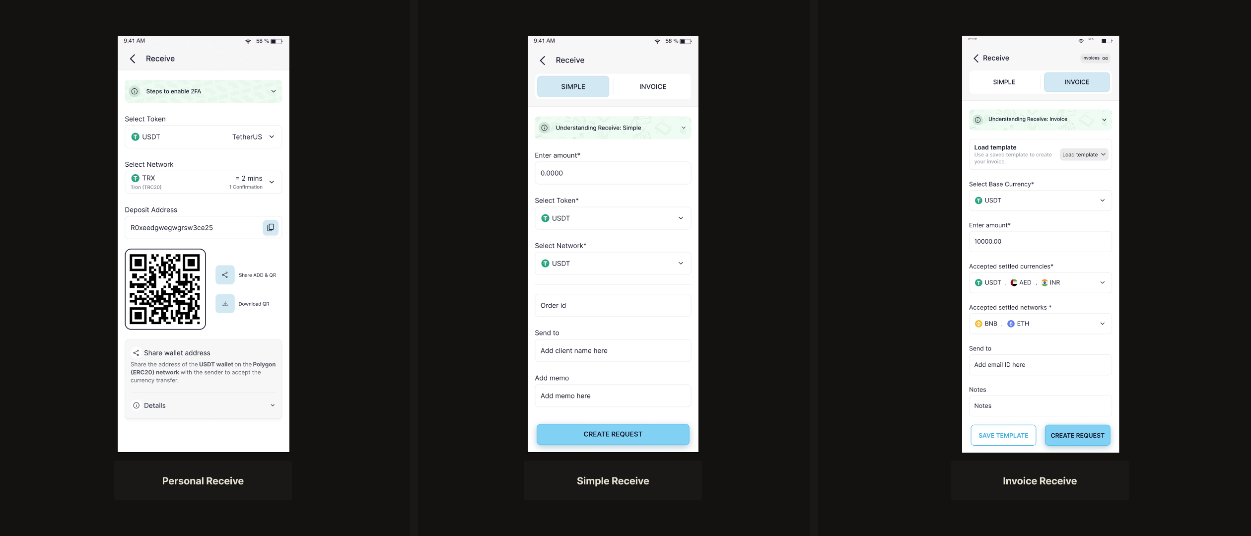 Tylt — Simple Receive vs Invoice Receive flow